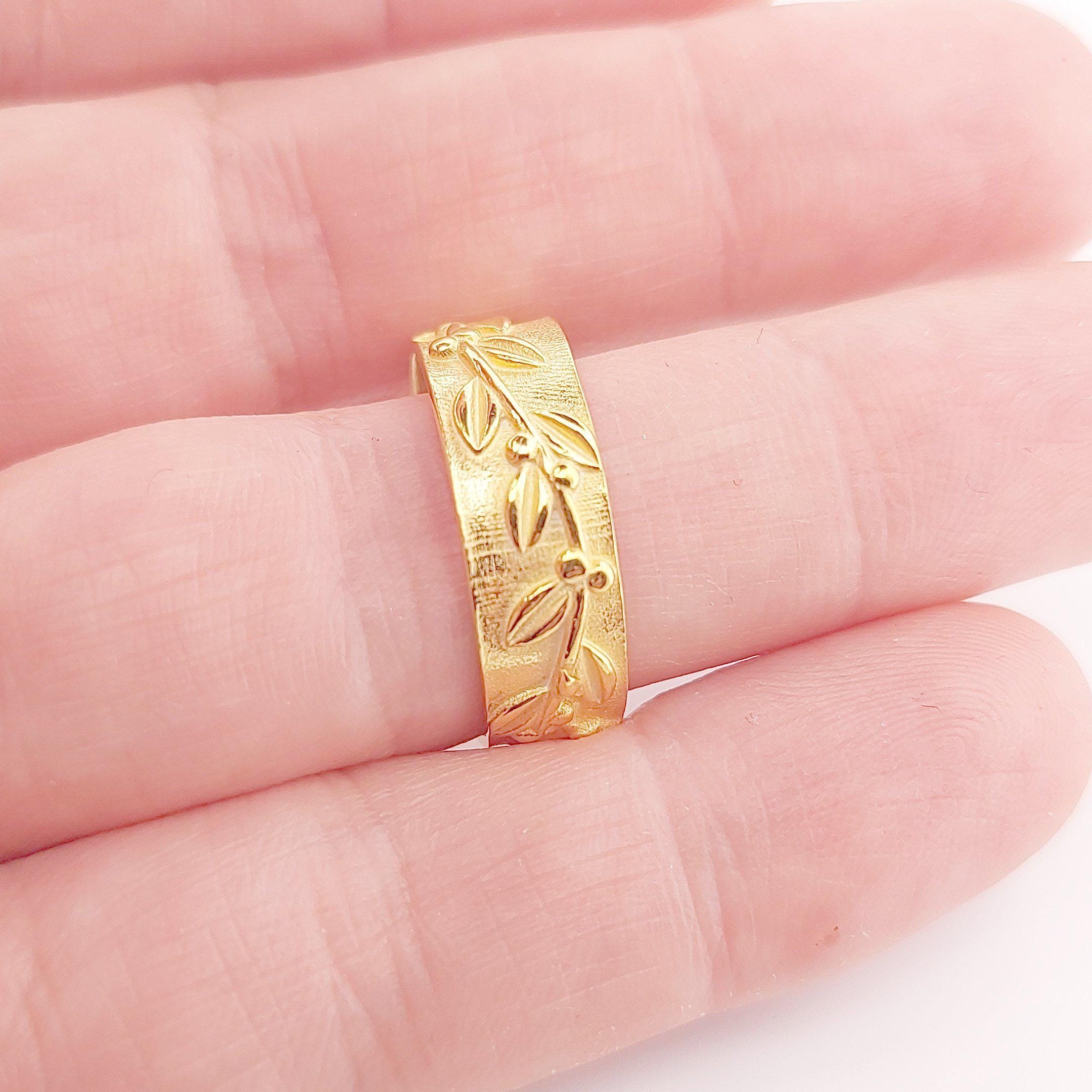 Gold Plated Adjustable Leaf Ring, Greek History Inspired Statement Ring, Ancient Motif