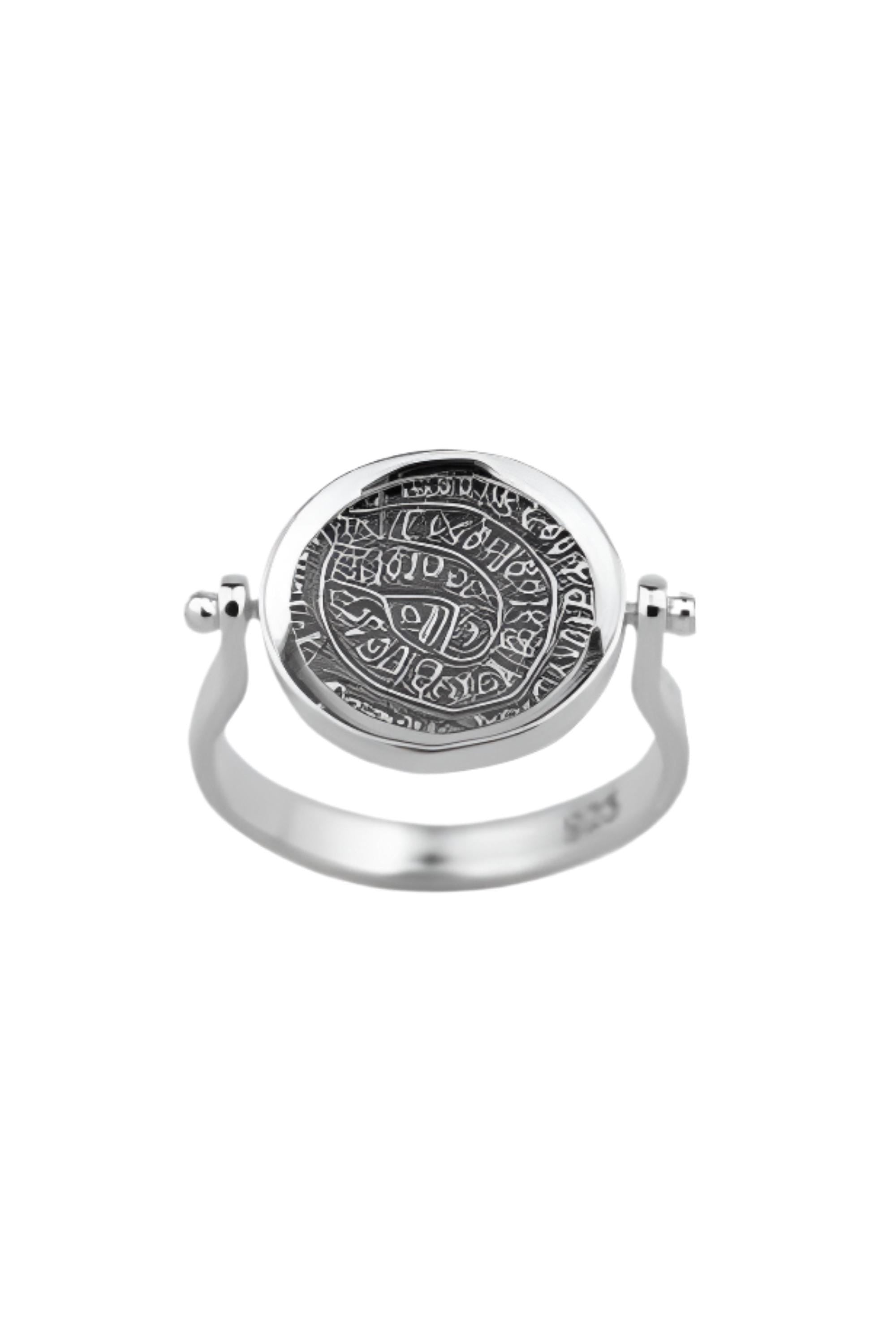 Phaistos Disc Silver Ring, Ancient Greek Design, Statement Ring