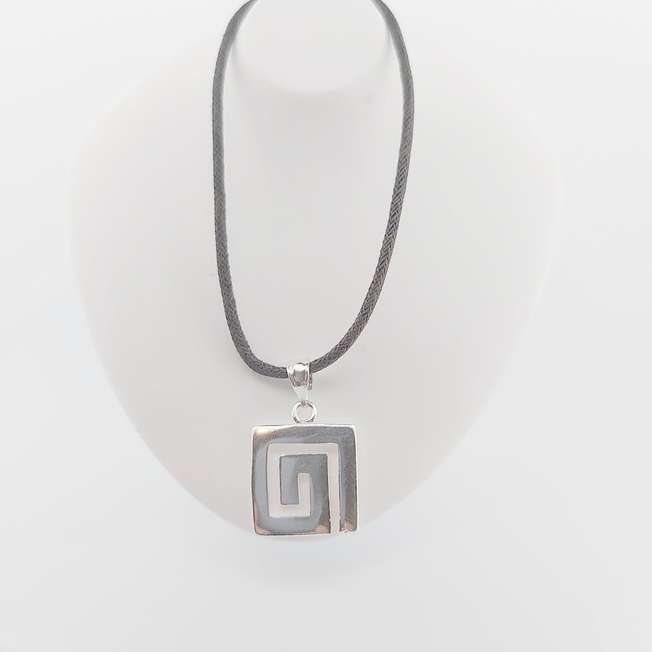 Sterling Silver Greek Key Pendant Necklace: Ancient Meander Motif