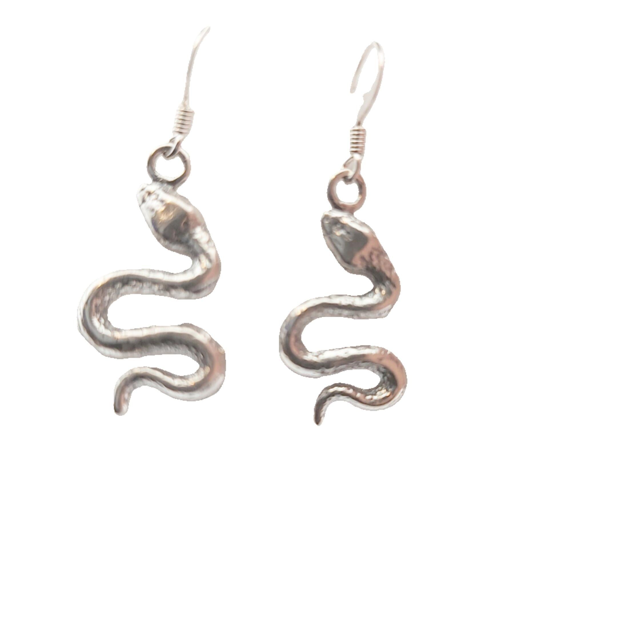 Sterling Silver Snake Earrings: Greek Mythology Serpent Jewelry