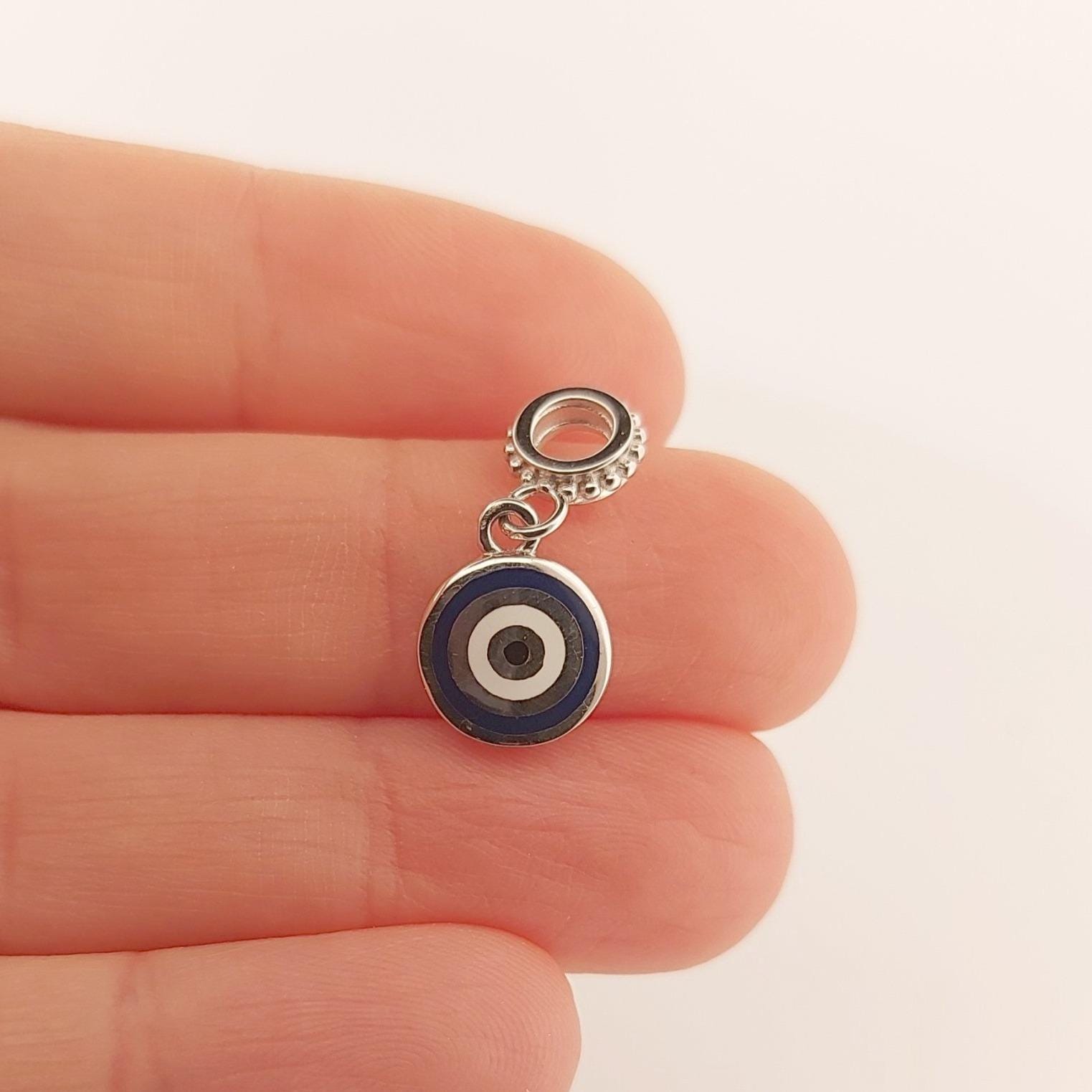 Evil Eye Charm Bead: Greek Design Silver Bracelet Charm