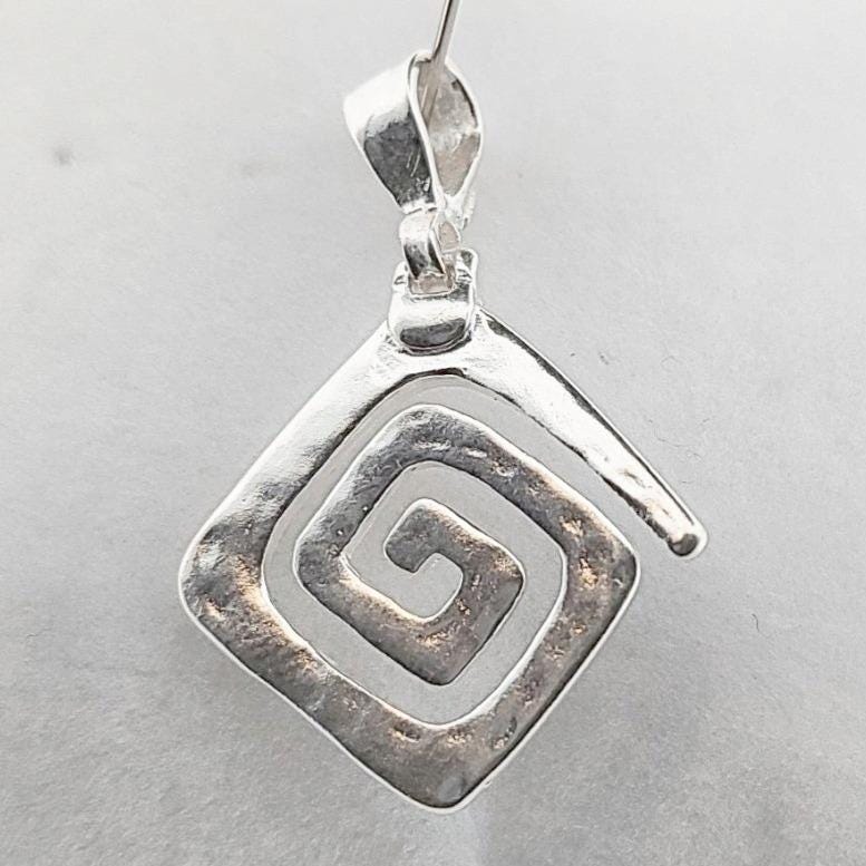 Sterling Silver Greek Key Pendant: Meander Design Charm