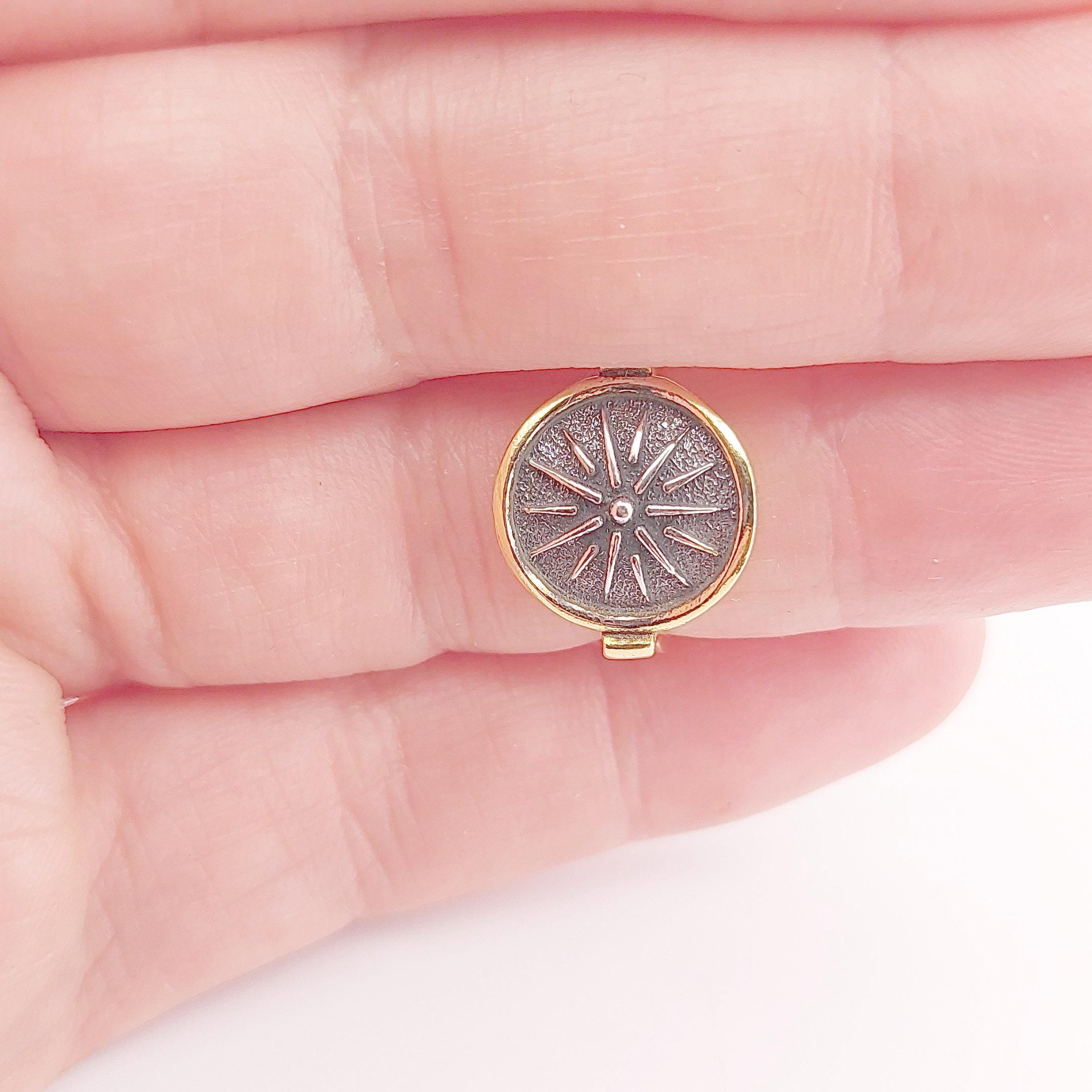 Macedonian Star Signet Ring, Silver Gold Plated, Greek Motif Design