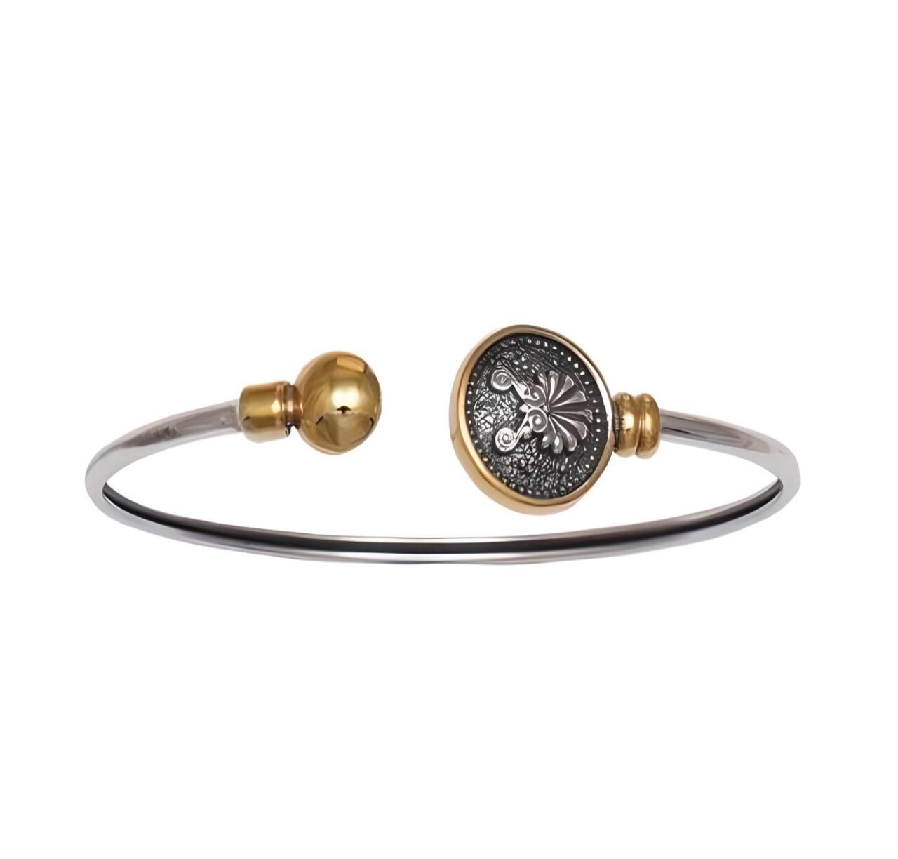 Gold Plated Sterling Silver Antefix Bracelet: Greek Architecture Design