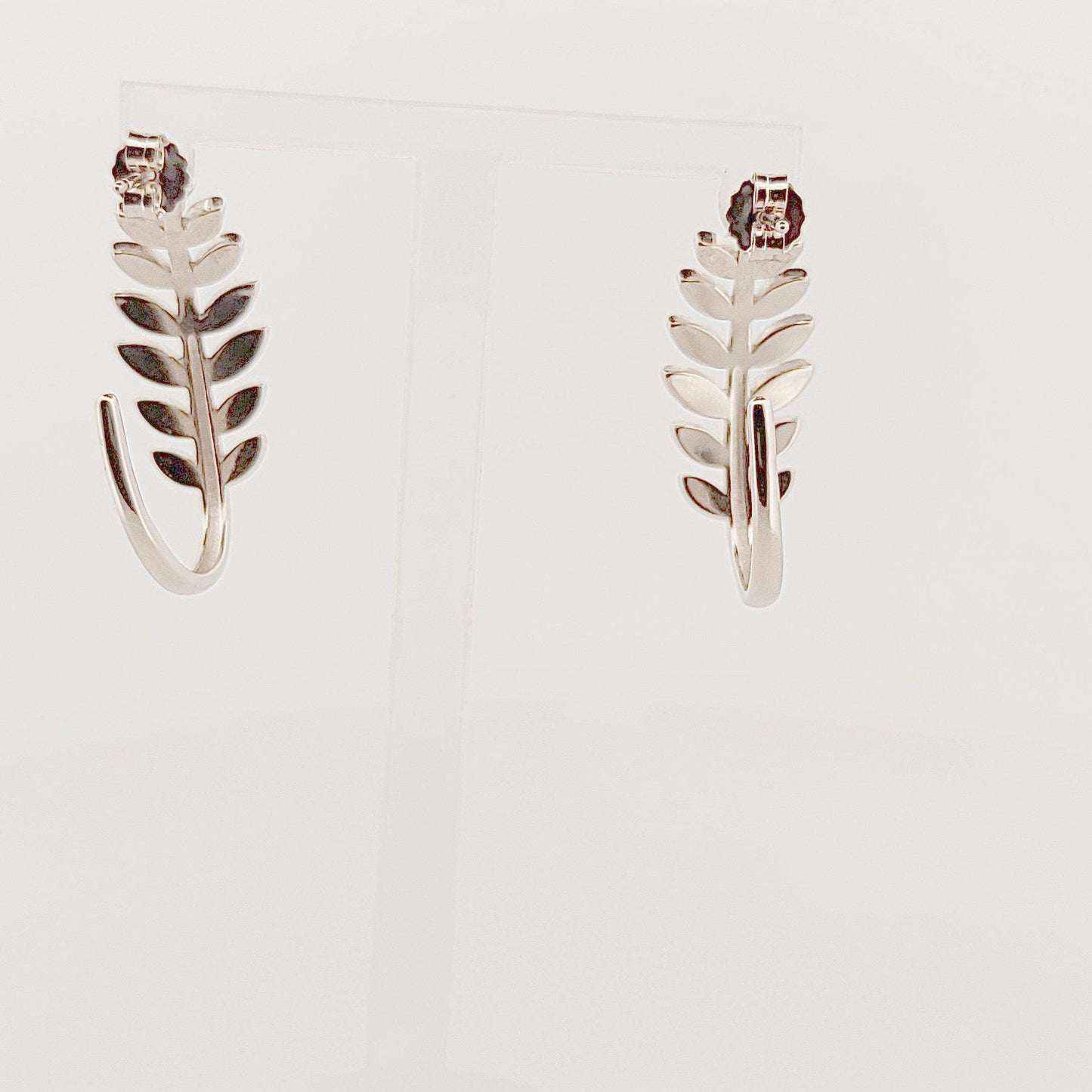 Opal Inlay Olive Leaf Hoop Earrings: 925 Sterling Silver, Greek Design
