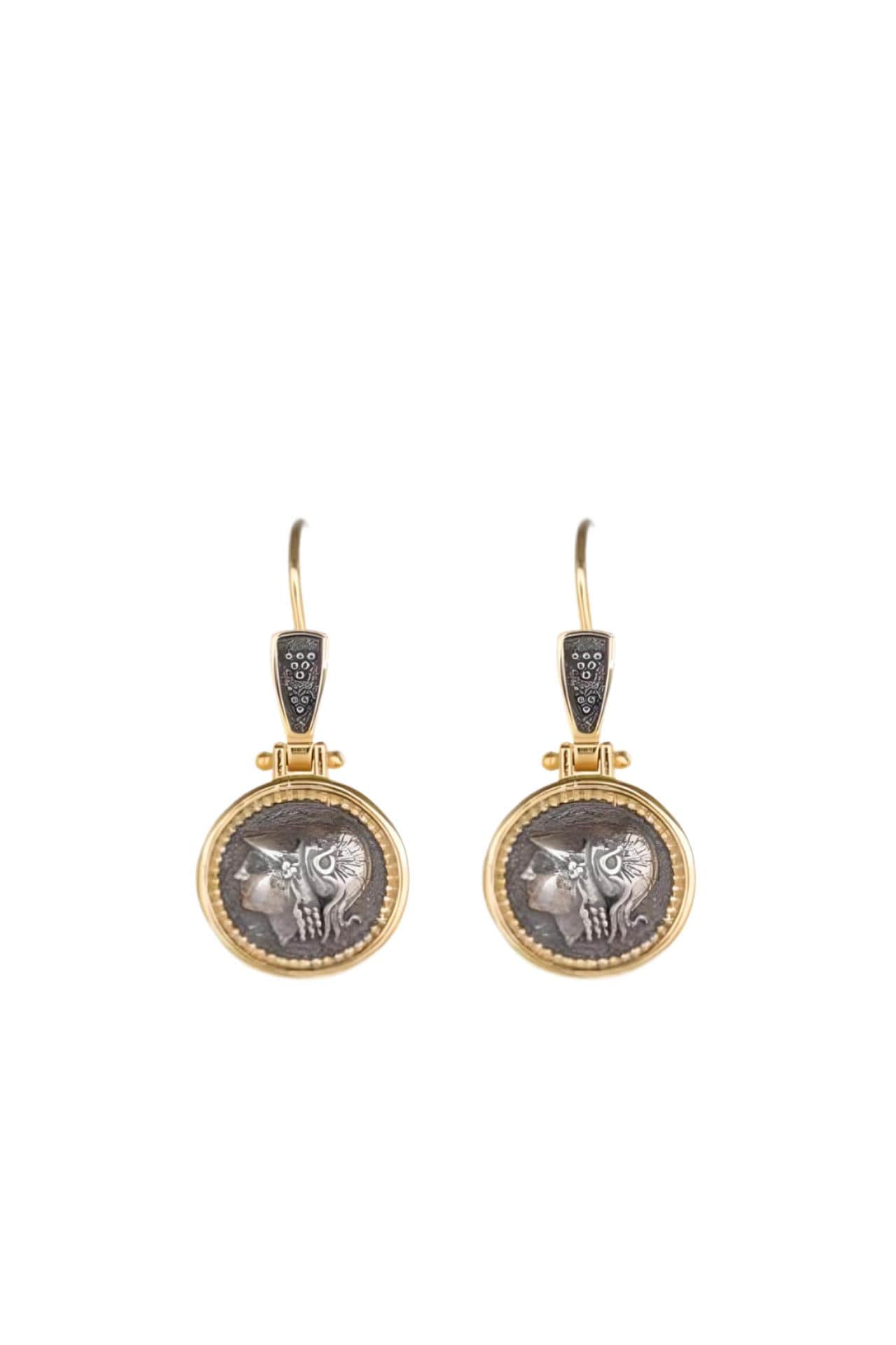Athena Coin Dangle Earrings: Gold-Plated Greek Jewelry