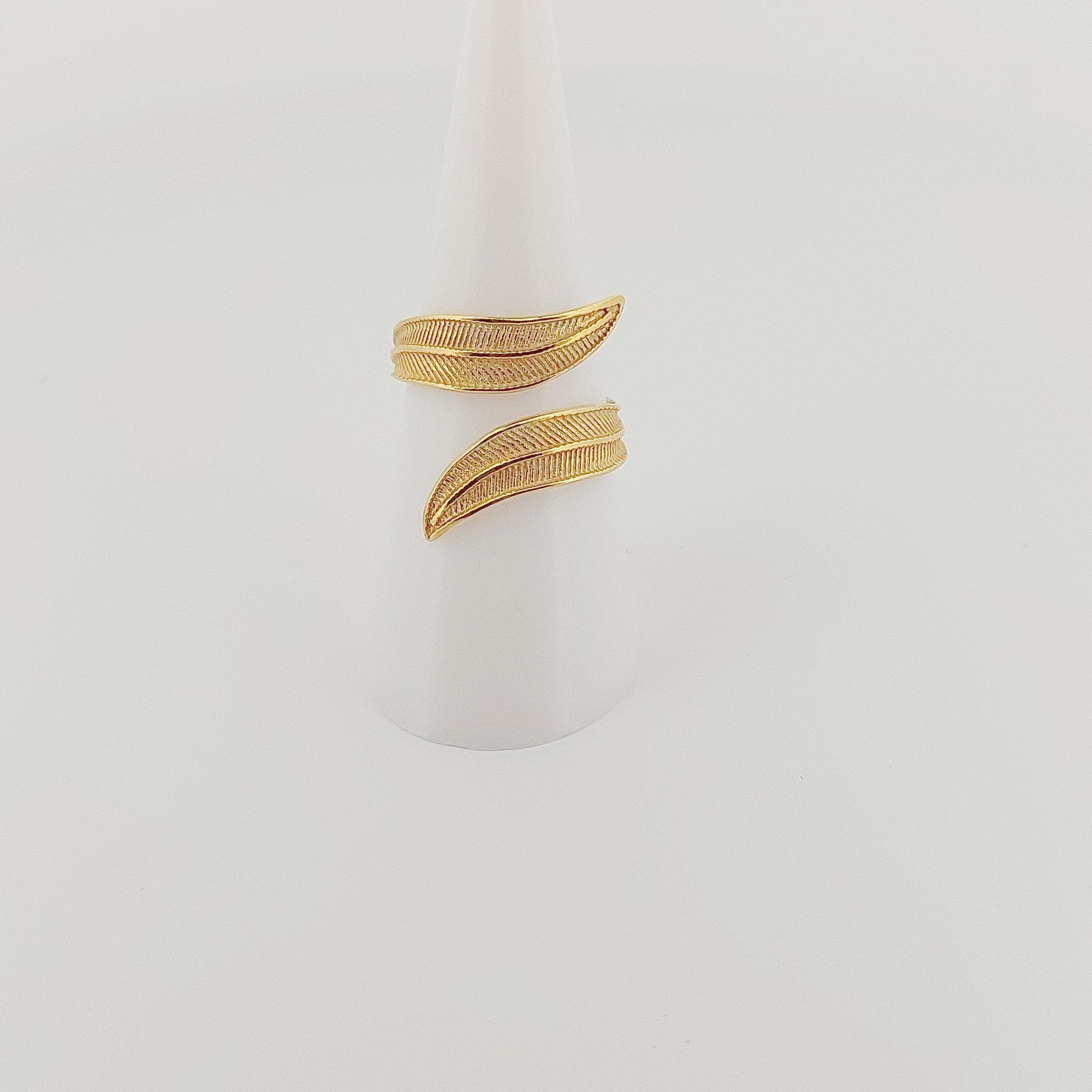 Gold Plated Adjustable Leaf Ring, Greek History Inspired Statement Ring, Ancient Motif