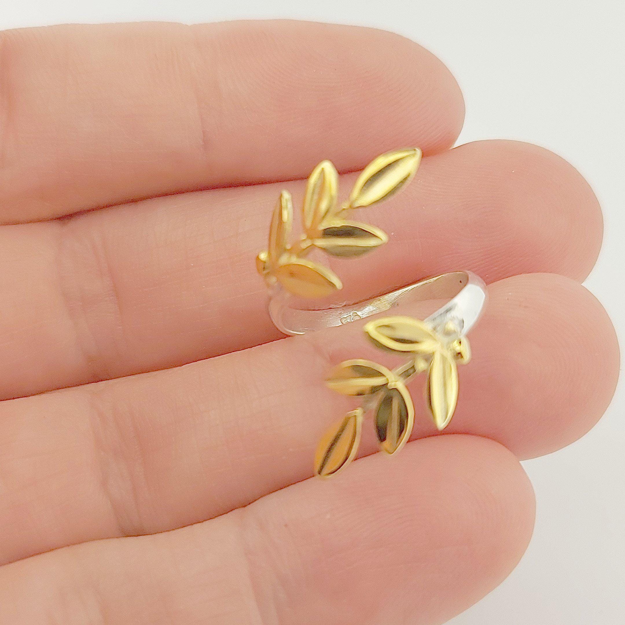 Olive Leaf Ring, Silver Gold Plated, Greek Inspired Statement Ring