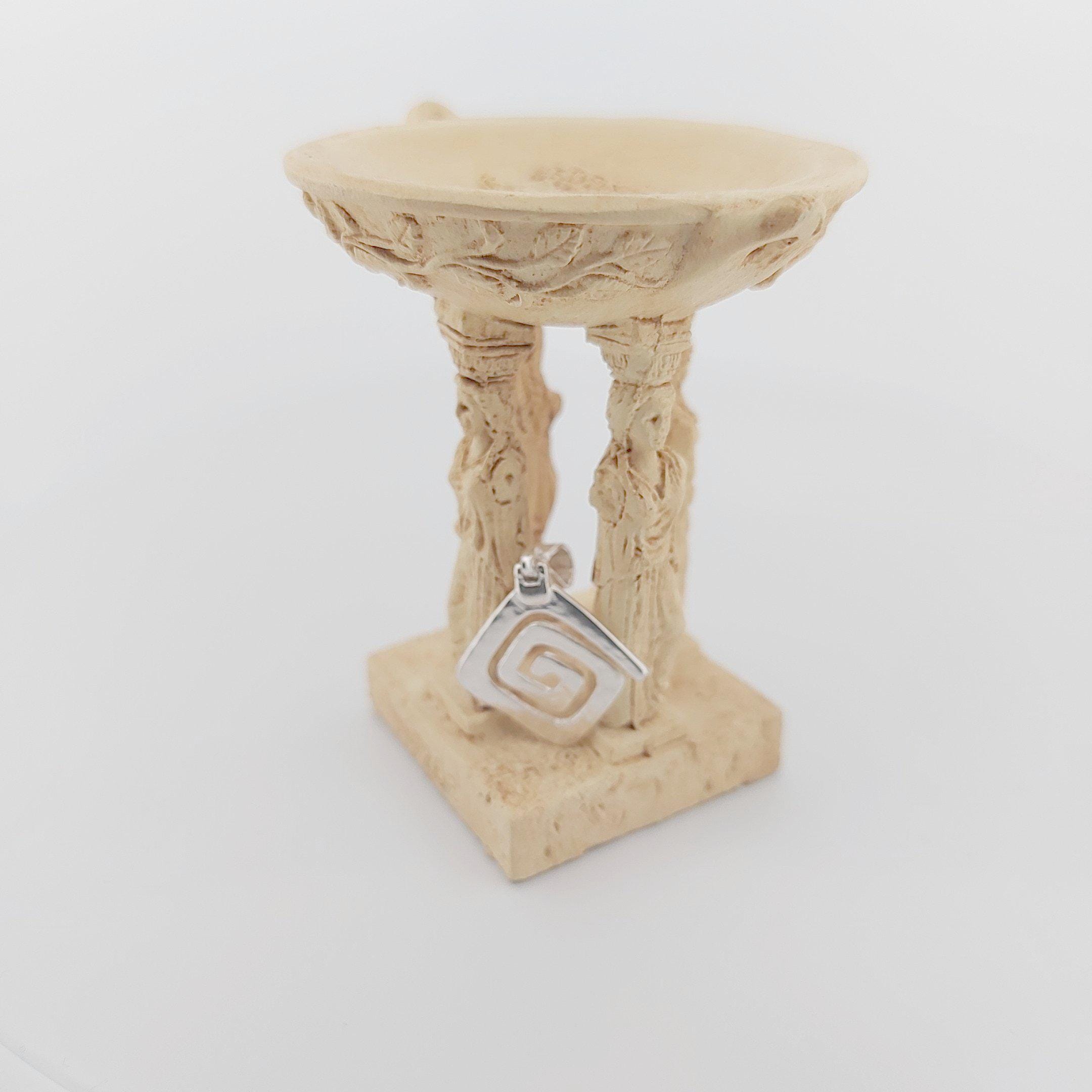 Sterling Silver Greek Key Pendant: Meander Design Charm