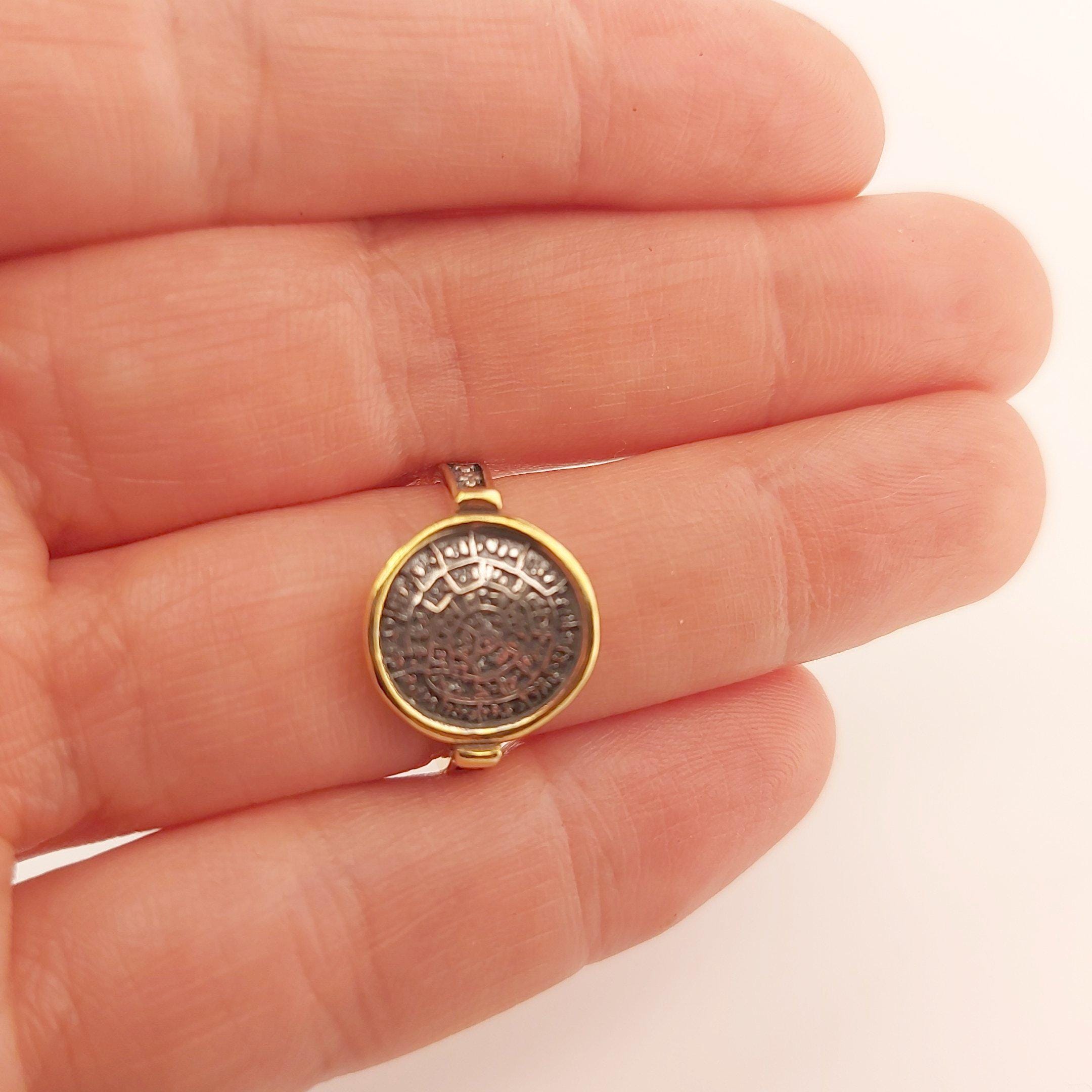 Phaistos Disc Ring, Gold Plated Ancient Greek Design, Statement Ring