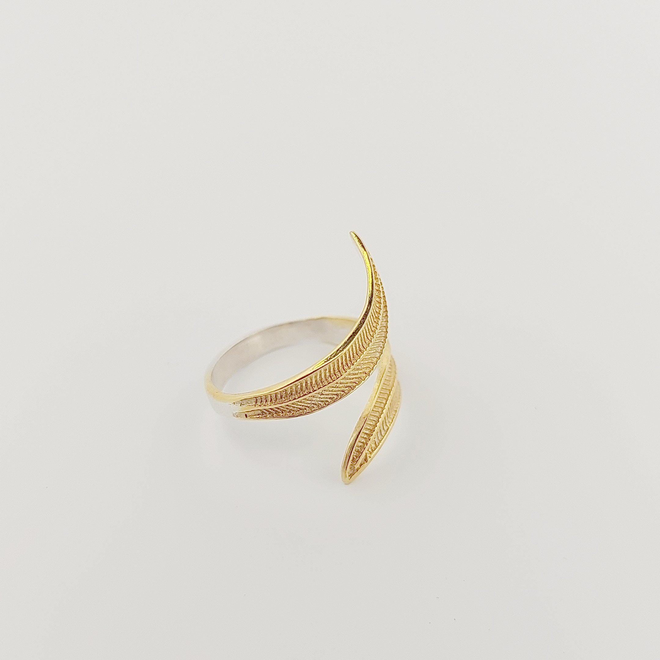 Gold Plated Adjustable Leaf Ring, Greek History Inspired Statement Ring, Ancient Motif