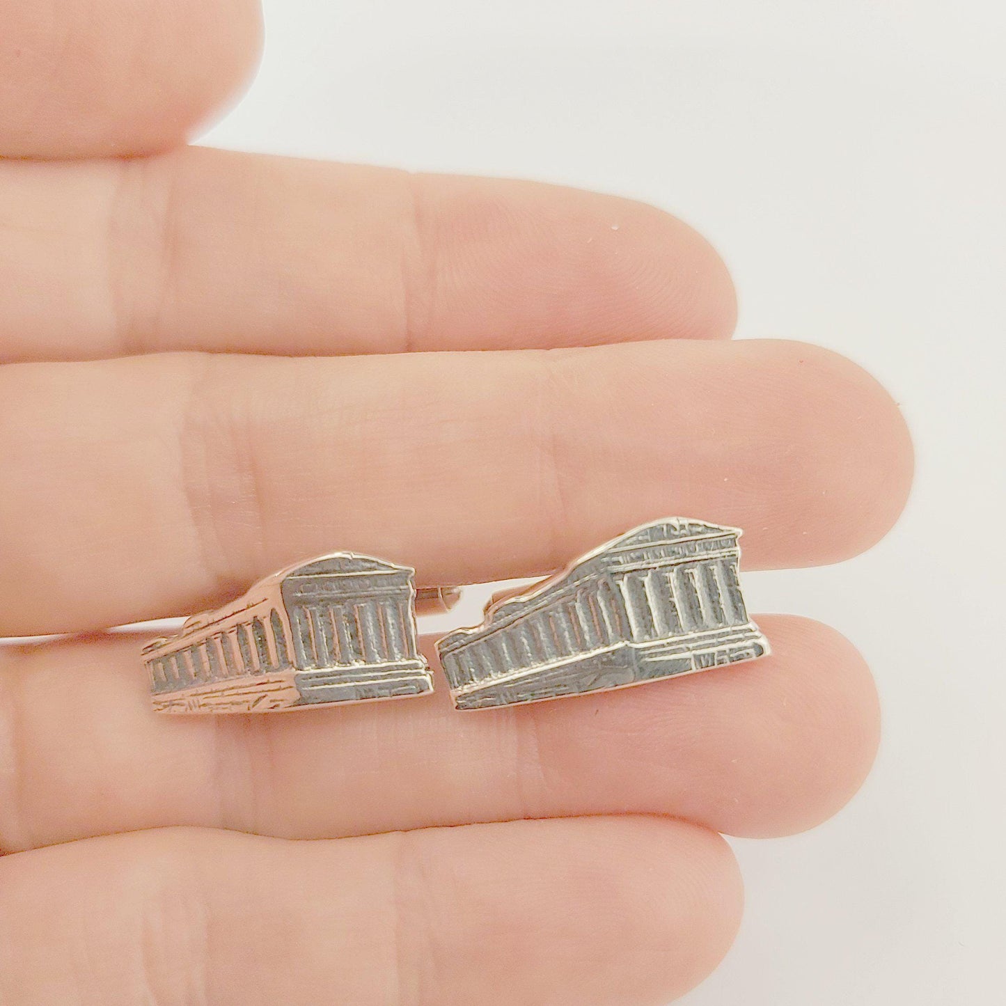 Parthenon Cufflinks: Acropolis Silver Greek Temple Design