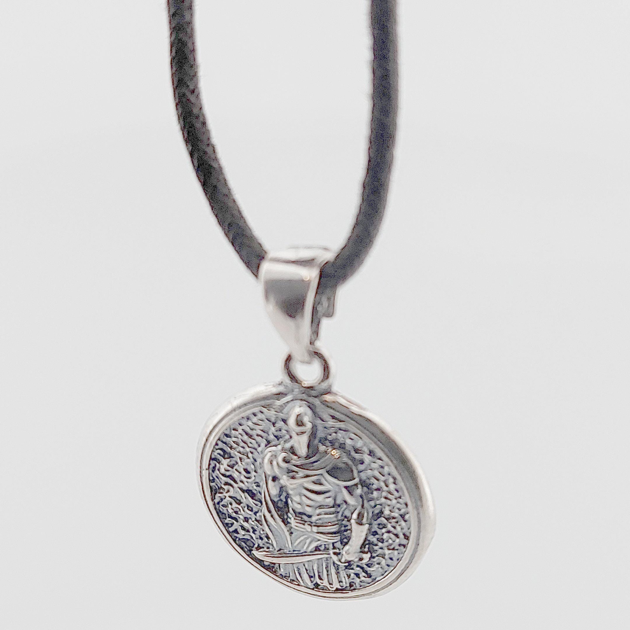 Leonidas Spartan Warrior Sterling Silver Medallion Pendant, Ancient Greek King Design