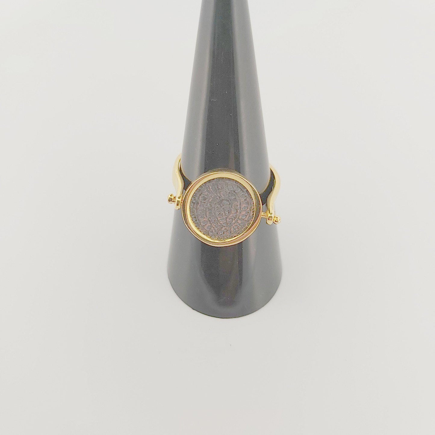 Phaistos Disc Ring, Gold Plated Ancient Greek Design, Statement Ring