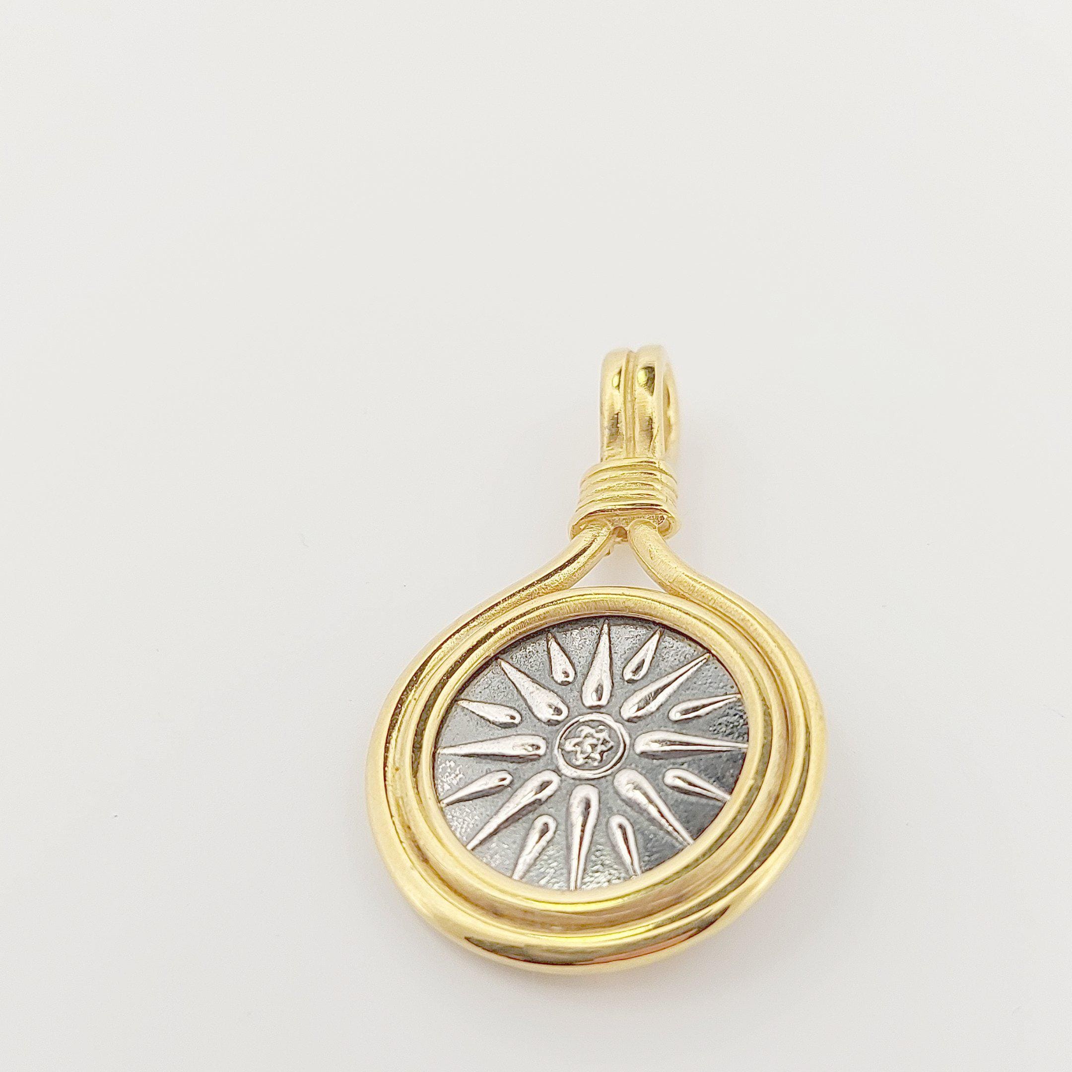 Vergina Star Pendant: Silver & Gold Macedonian Sun Medallion