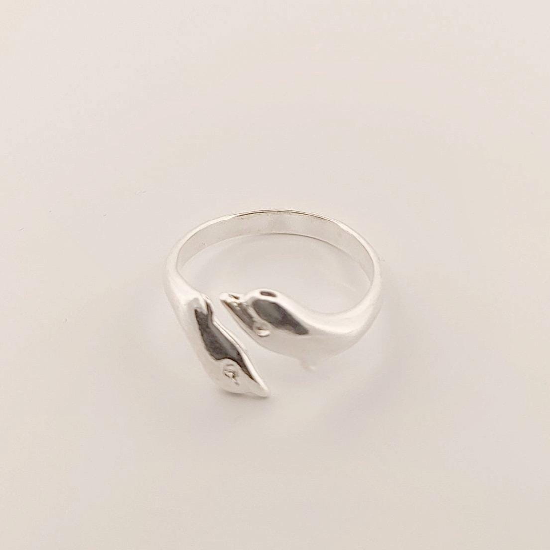 Sterling Silver Dolphin Ring: Ancient Greek Signet Style