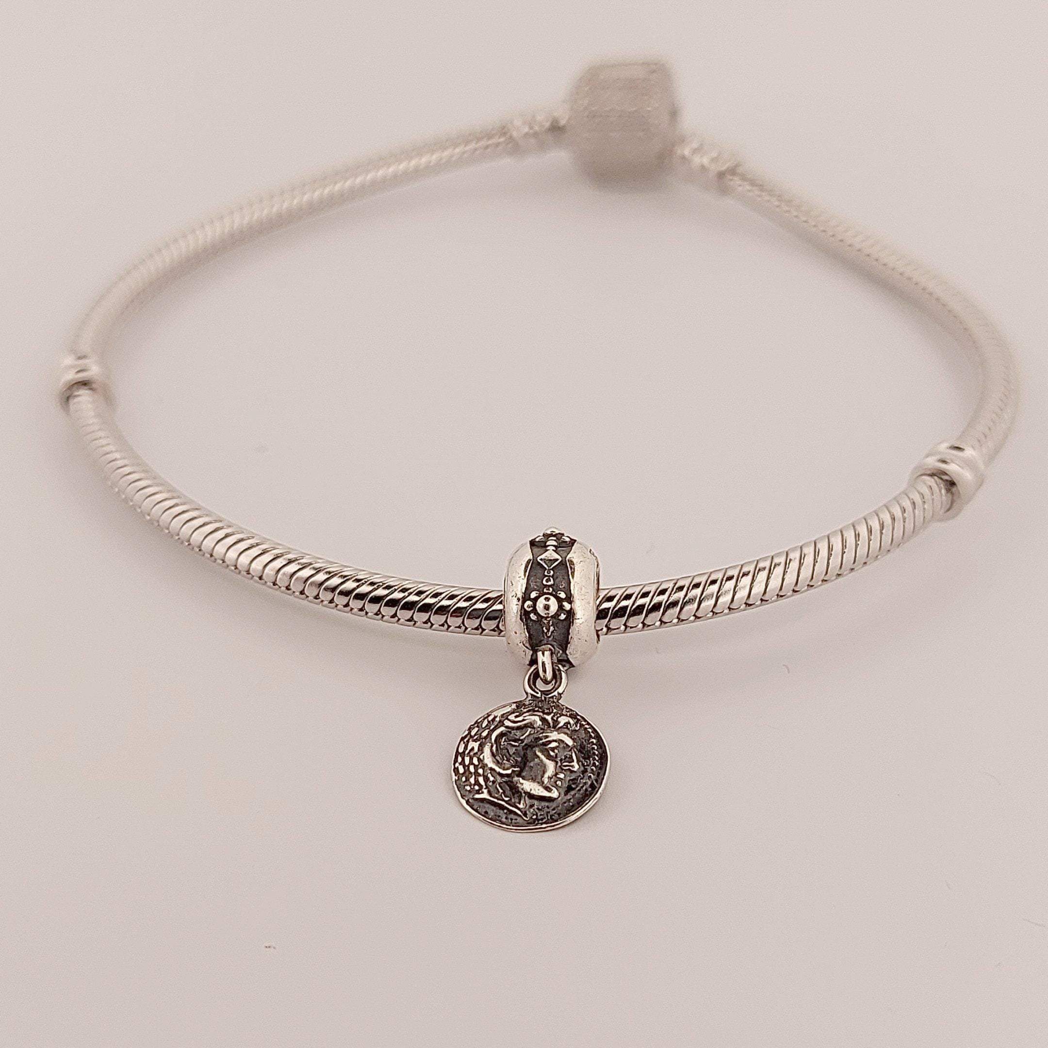 Alexander the Great Silver Charm for Bracelet, Silver Medallion Pendant, Fits Pandora Bracelets