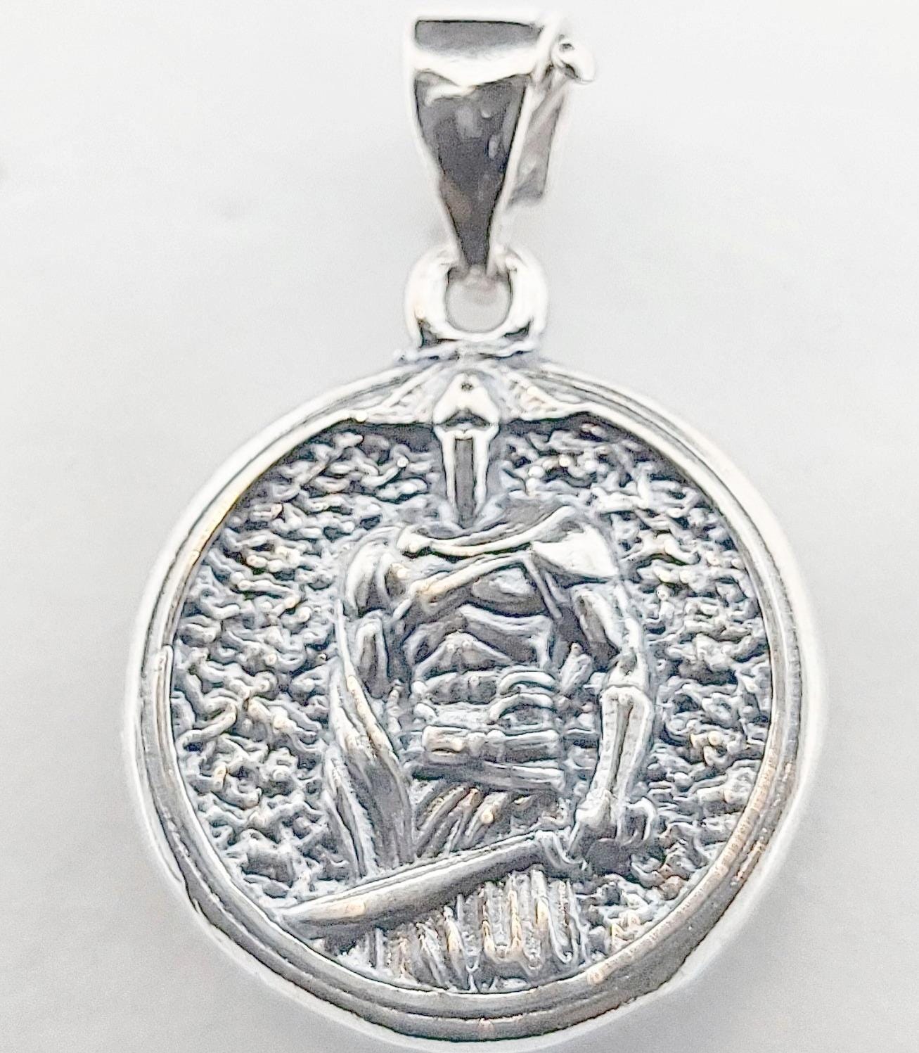Leonidas Spartan Warrior Sterling Silver Medallion Pendant, Ancient Greek King Design