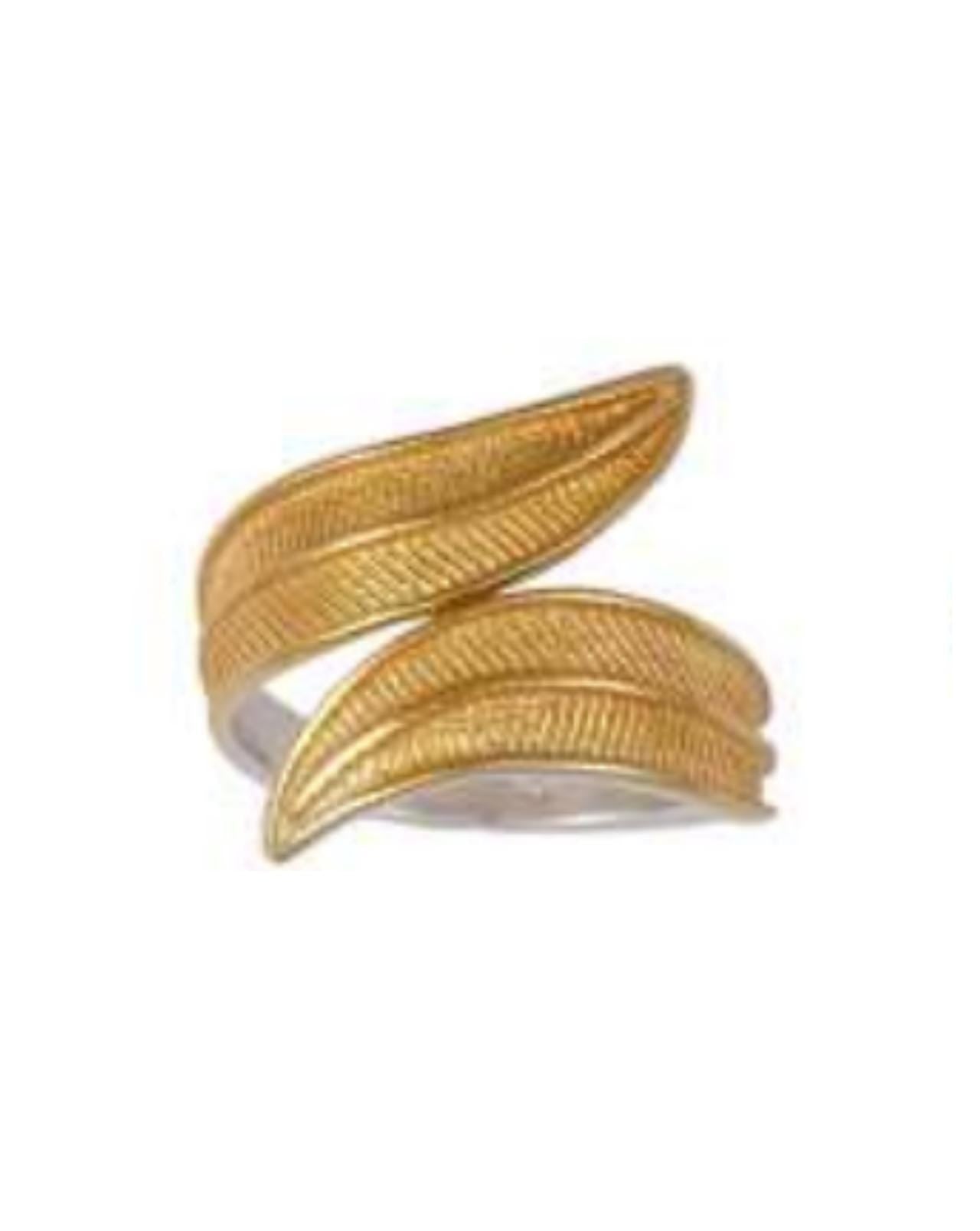 Gold Plated Adjustable Leaf Ring, Greek History Inspired Statement Ring, Ancient Motif