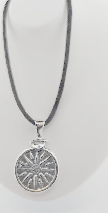 Sterling Silver Vergina Star Pendant: Macedonian Sun Necklace