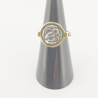 Athena's Owl Ring, Silver Gold Plated Greek Ancient Design Statement Ring