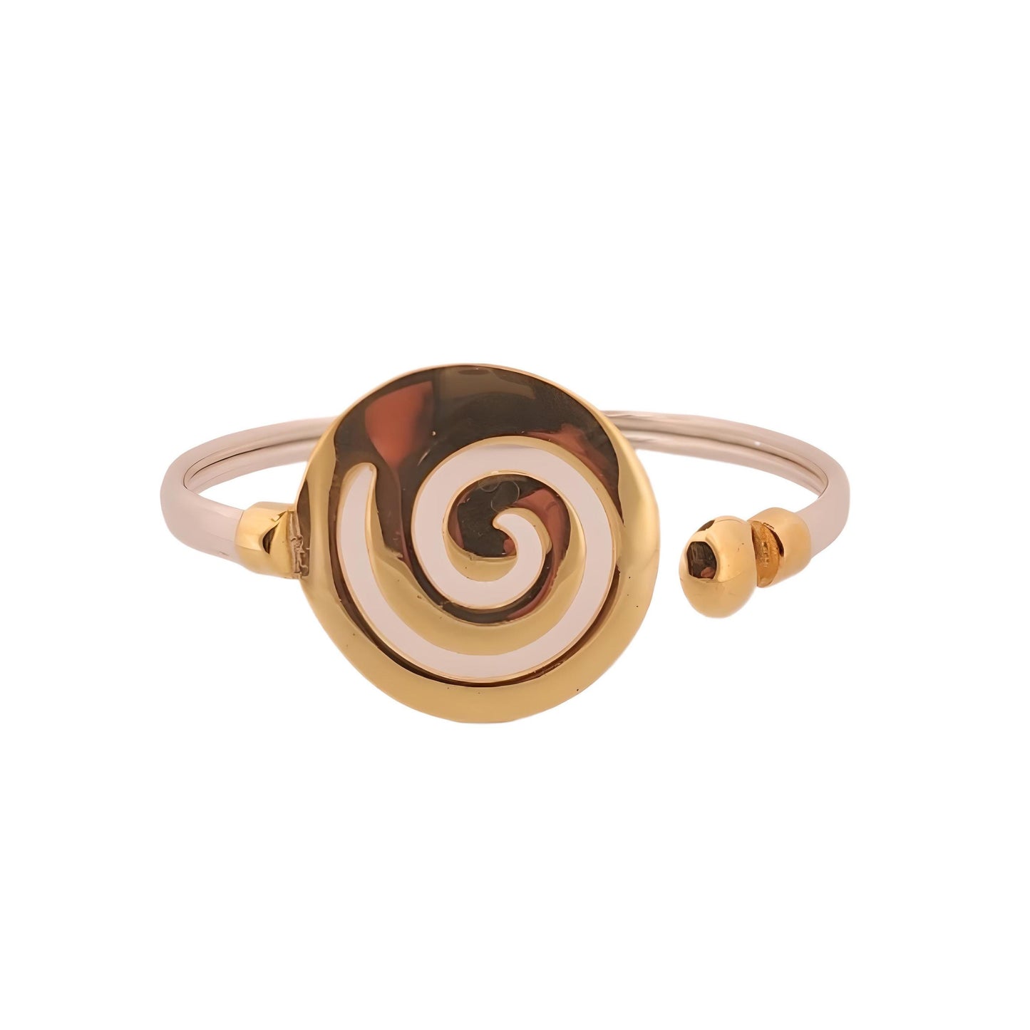 Gold Plated Spiral Bangle Bracelet: Greek Key Meander Design