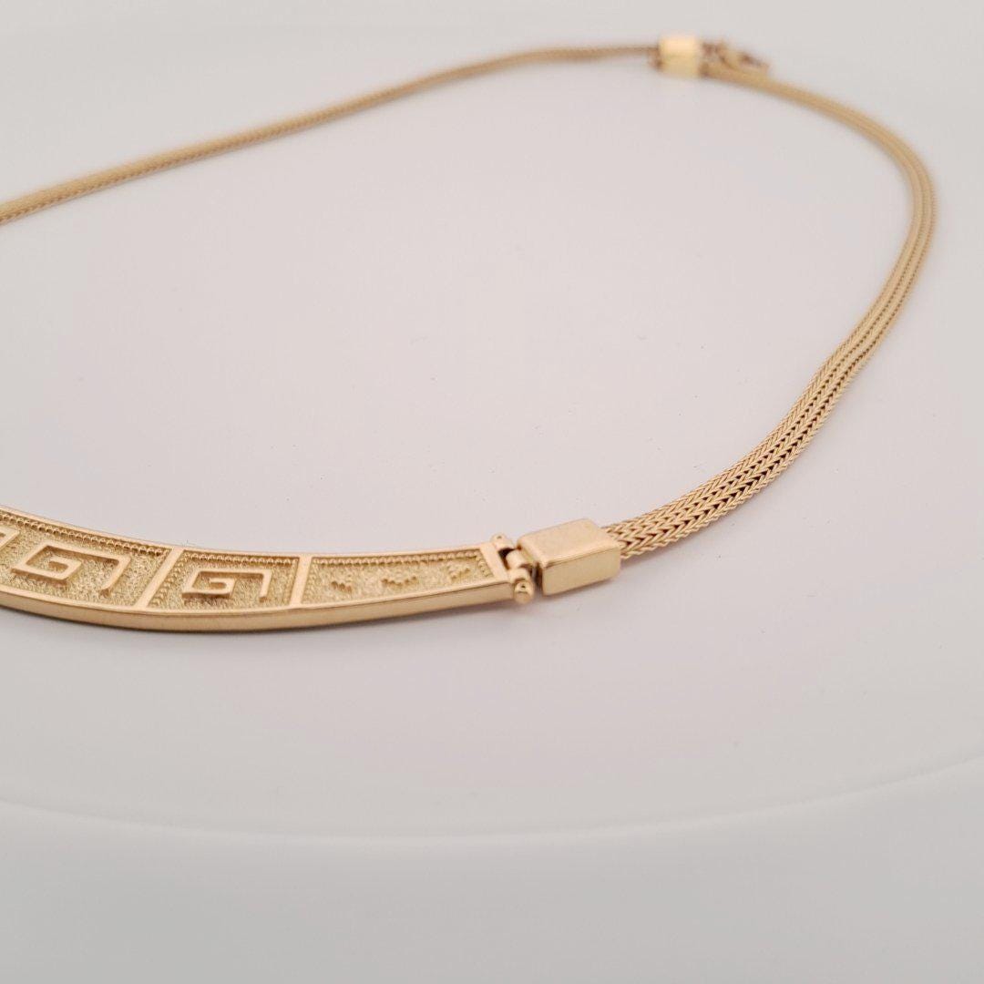 Gold Plated Necklace – Greek Key Jewelry with Byzantine Chain & Layered Gold Chains