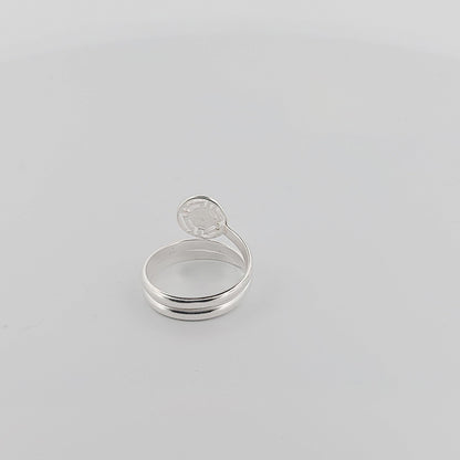 Greek Key Opal Silver Ring, Meander Design Statement Ring
