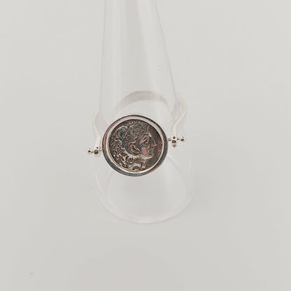 Alexander the Great Ring, Sterling Silver 925, Greek History Coin Design