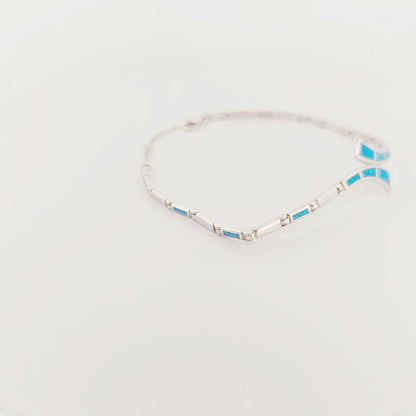 Blue Opal Silver Bracelet, Greek Design