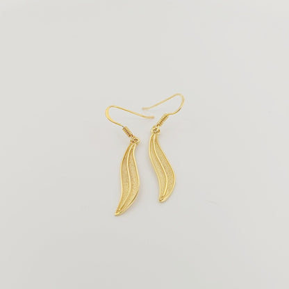 Olive Leaf Dangle Earrings, Silver Gold Plated, Ancient Greek Motif Inspired