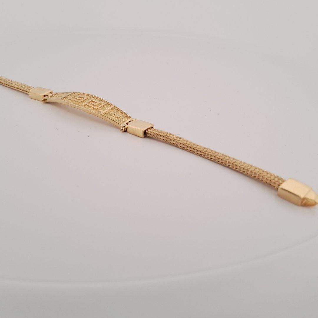 Gold Plated Bracelet – Sterling Silver Byzantine Woven Chain With Greek Key Motif