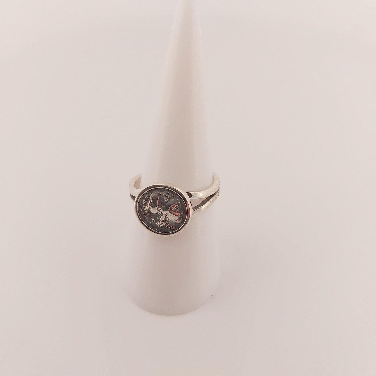 Goddess Athena Signet Ring, Sterling Silver, Greek Mythology Design