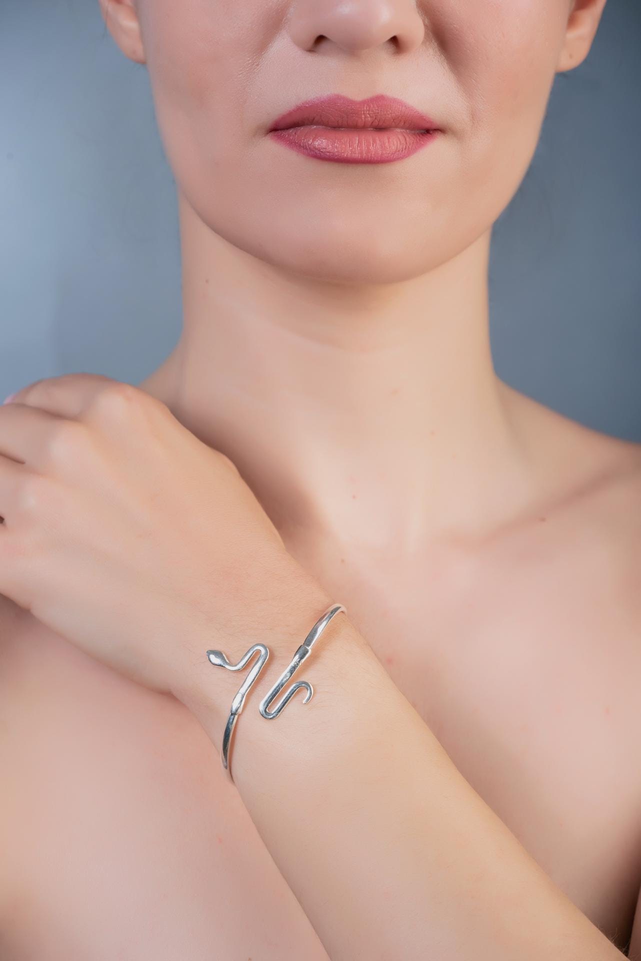 Sterling Silver Snake Bracelet, Greek Mythology Inspired Design