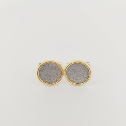 Phaistos Disc Cufflinks: Silver & Gold Plated Minoan Design
