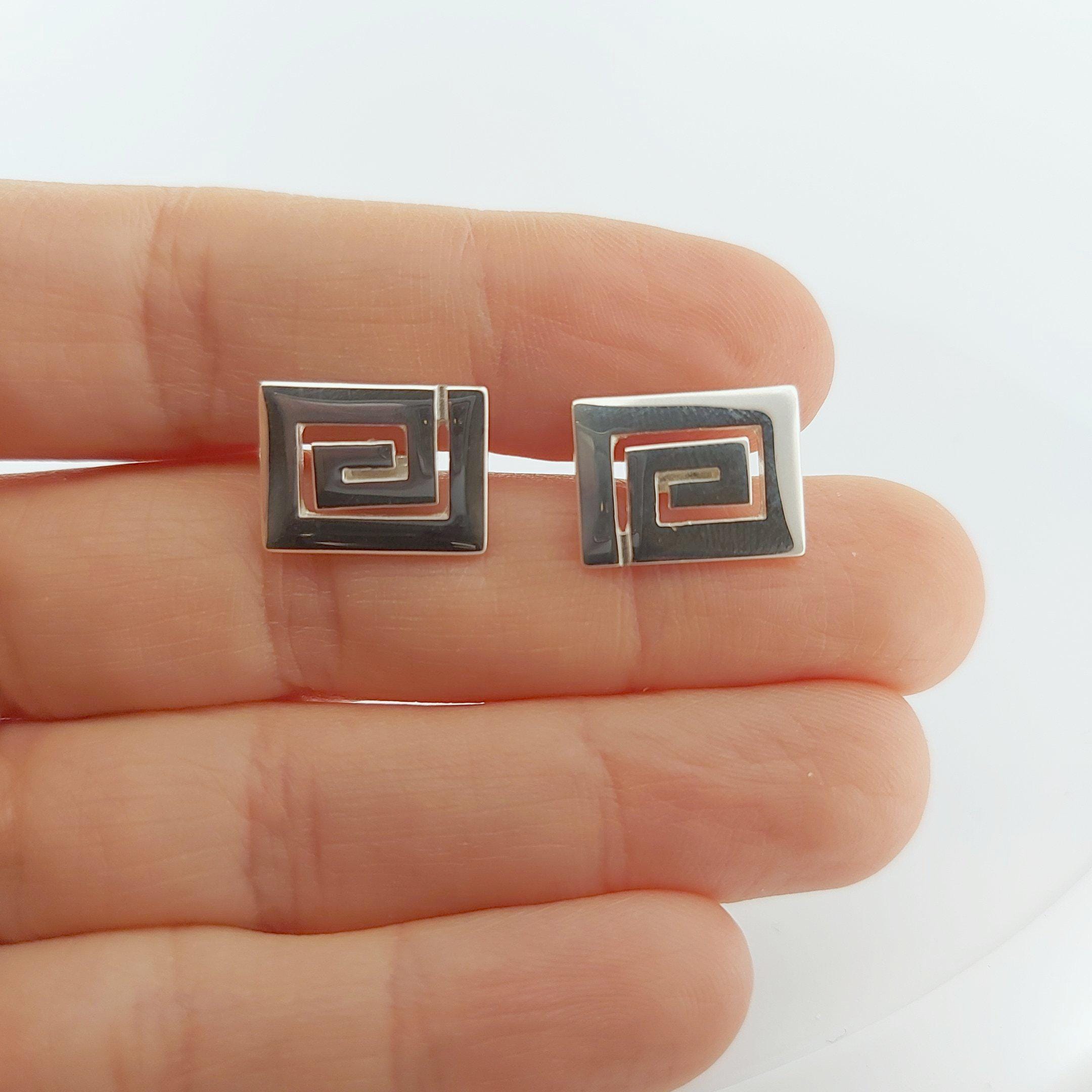 Sterling Silver Greek Key Cufflinks: Handmade in Greece