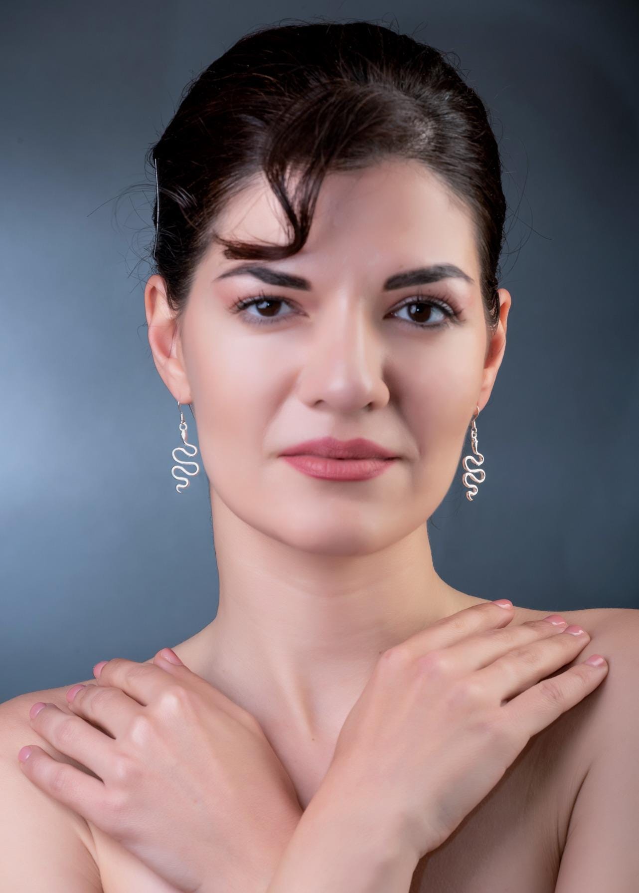 Sterling Silver Snake Dangle Earrings: Mythological Serpent Design