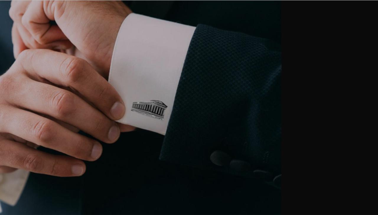 Parthenon Cufflinks: Acropolis Silver Greek Temple Design