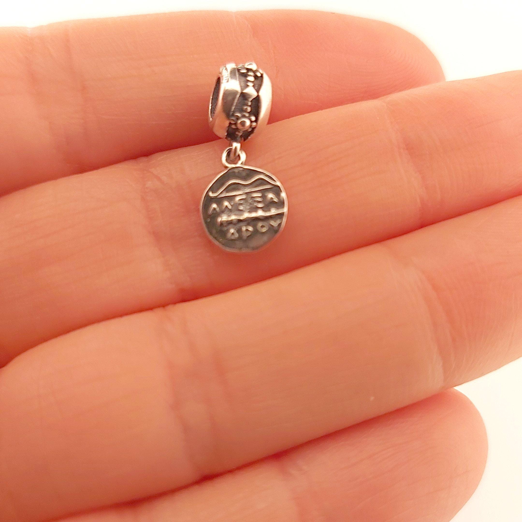 Alexander the Great Silver Charm for Bracelet, Silver Medallion Pendant, Fits Pandora Bracelets