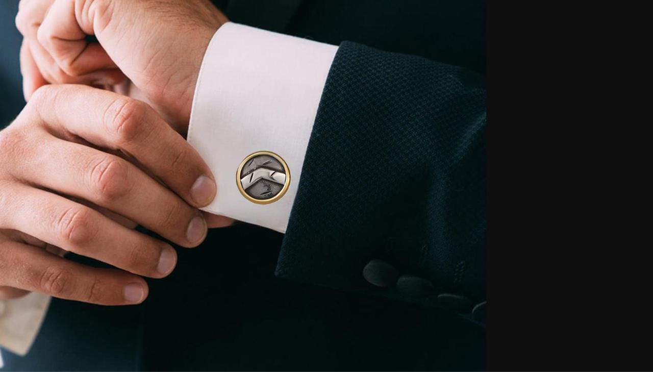 Spartan Shield Cufflinks: Gold & Silver Lambda Design, Greek History