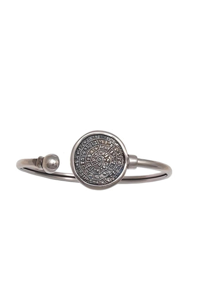 Sterling Silver Phaistos Disc Bracelet: Ancient Minoan Design