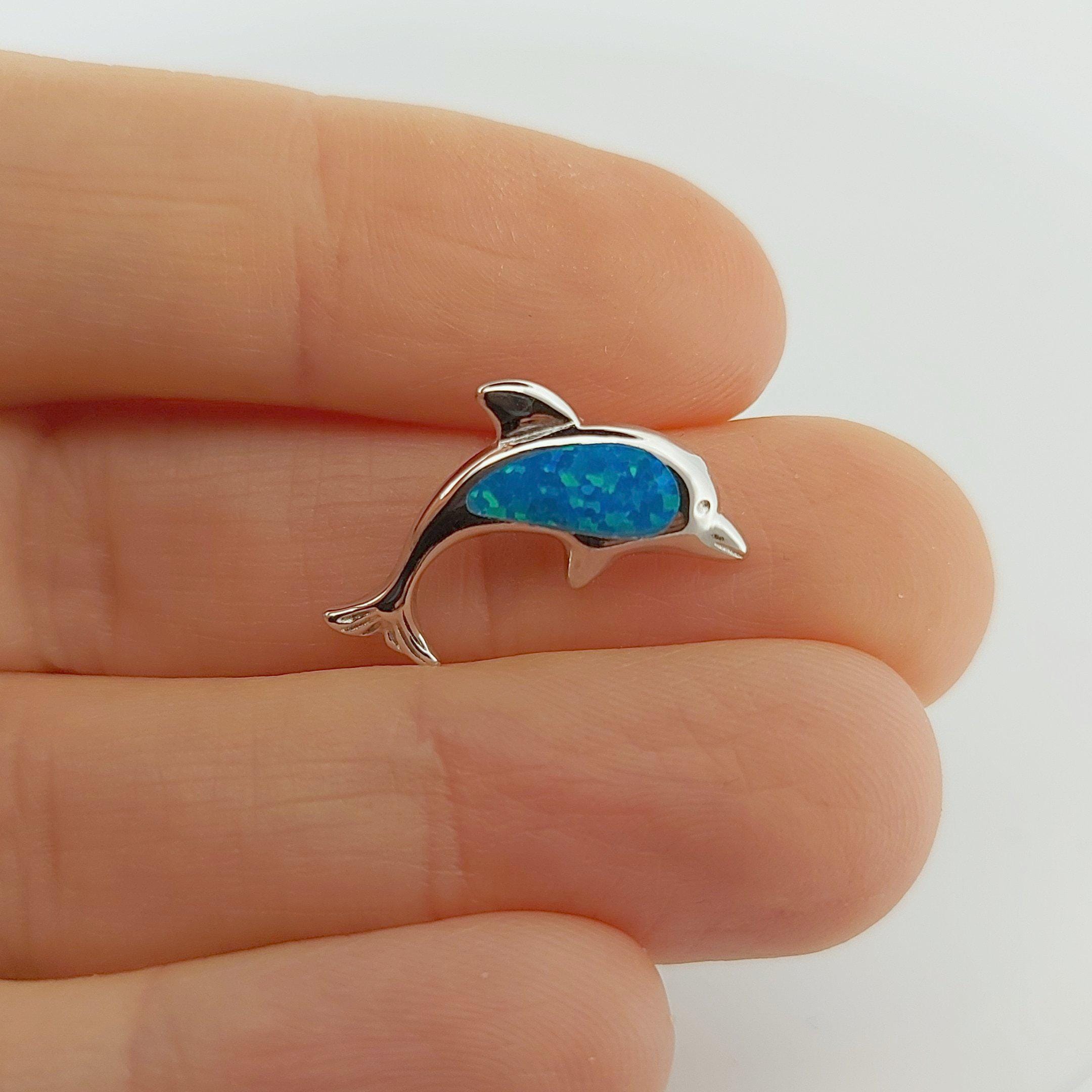 Sterling Silver 925 Blue Opal Dolphin Charm, Greek Mythology Inspired