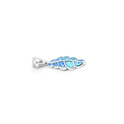 Blue Opal Leaf Pendant, Leaf charm Inspired by Greek Design