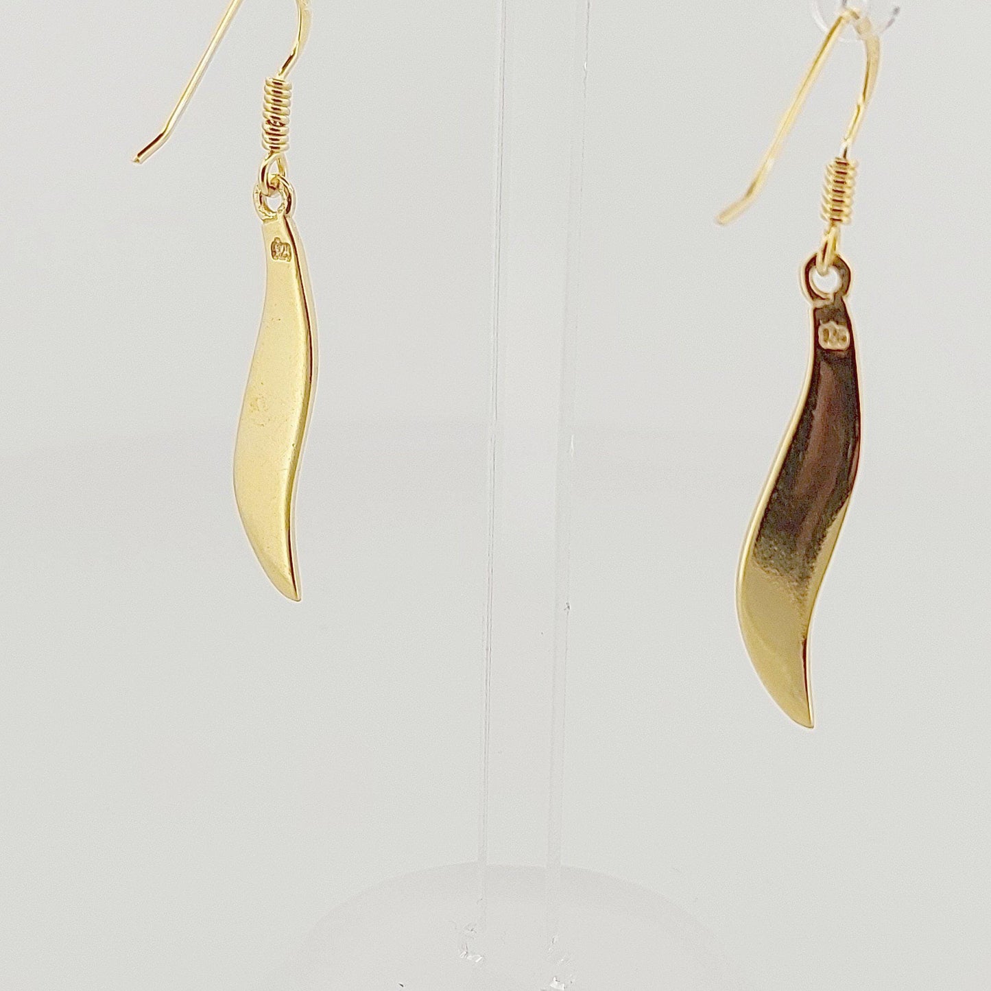 Olive Leaf Dangle Earrings, Silver Gold Plated, Ancient Greek Motif Inspired