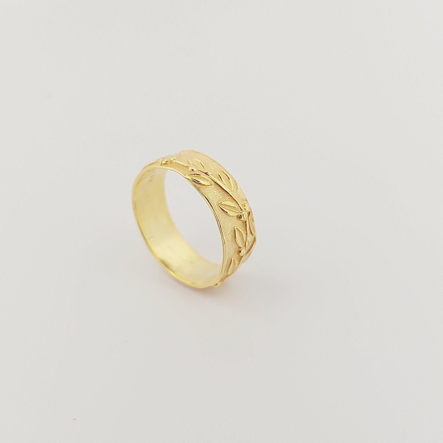 Gold Plated Adjustable Leaf Ring, Greek History Inspired Statement Ring, Ancient Motif