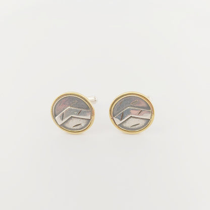 Spartan Shield Cufflinks: Gold & Silver Lambda Design, Greek History