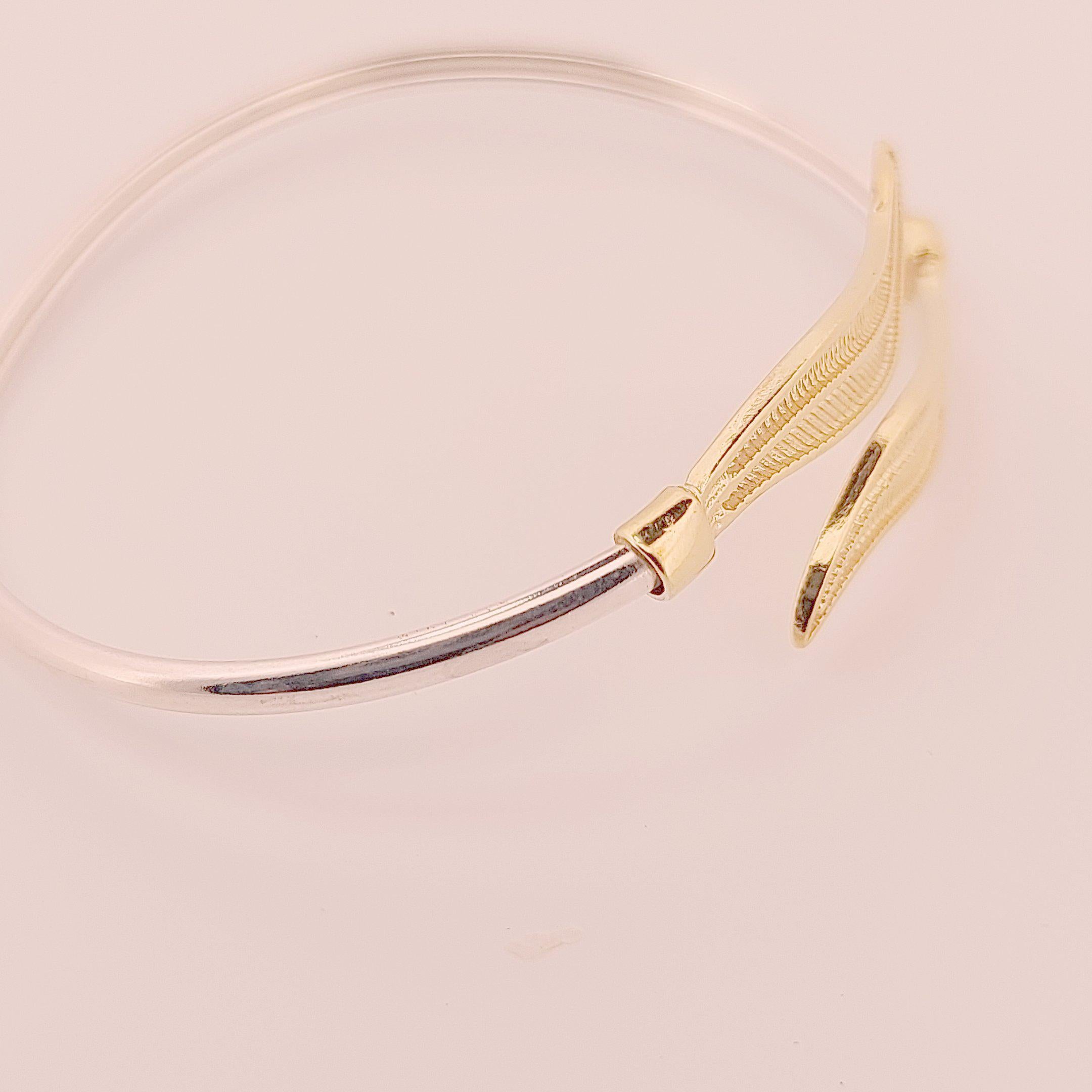 Gold Plated Olive Leaf Bangle Bracelet: Greek Inspired Design
