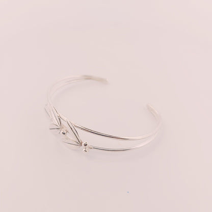 Silver Olive Leaf Bracelet: Greek Inspired Dual-Band Cuff