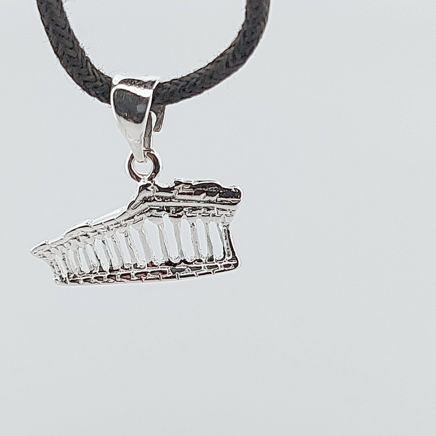Greek Parthenon Silver Charm Pendant, Ancient Acropolis Temple Design