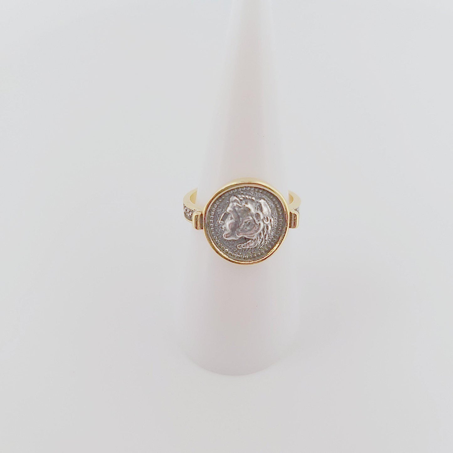 Alexander the Great Ring, Silver Gold Plated Ring, Greek History Coin Design